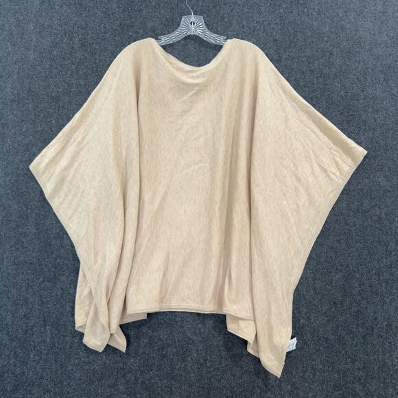 Ann Taylor Poncho Sweater Womens One Size Beige Lightweight Knit Acrylic New - Picture 1 of 8